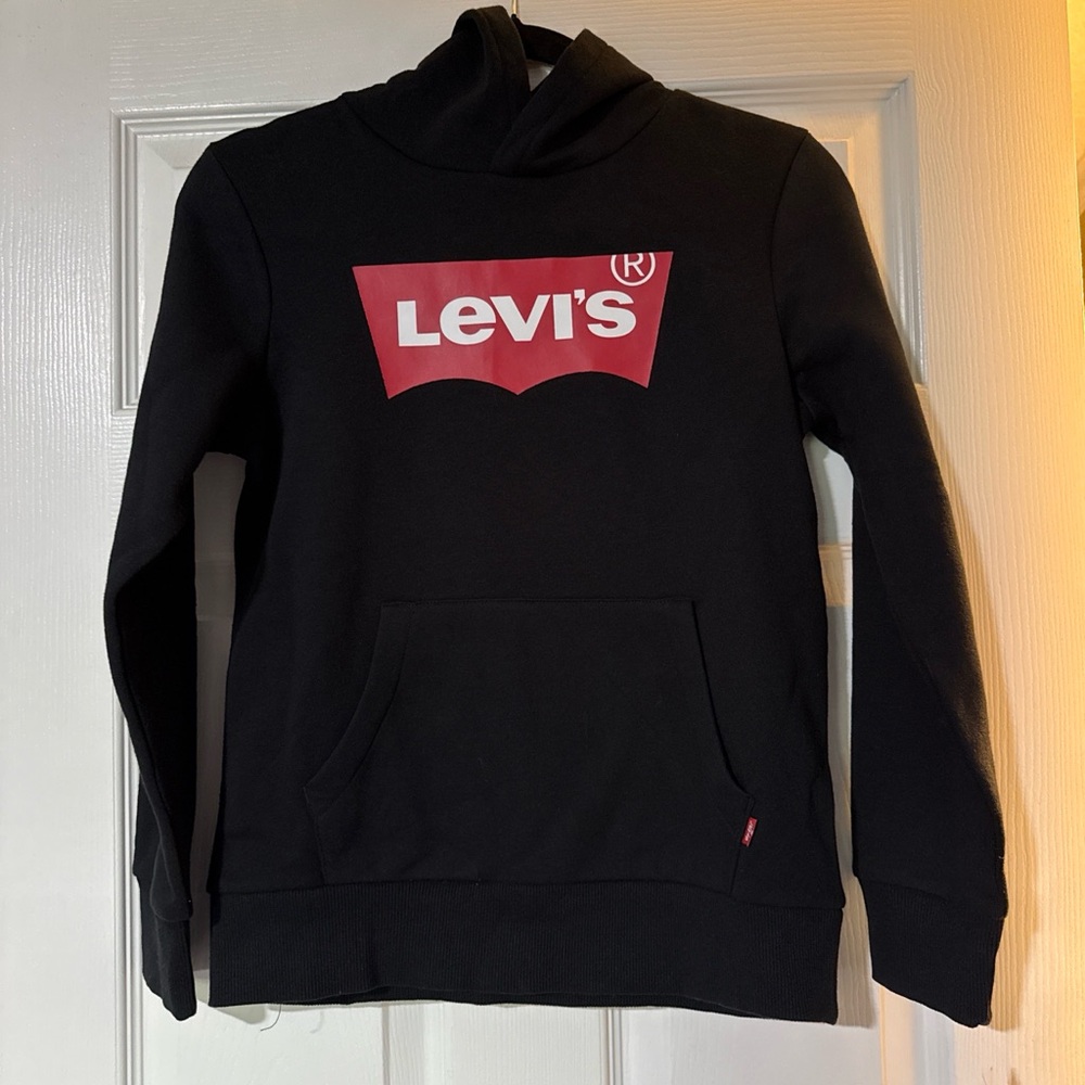Levi's Boy’s Black Crewneck Hoodie with Red Logo